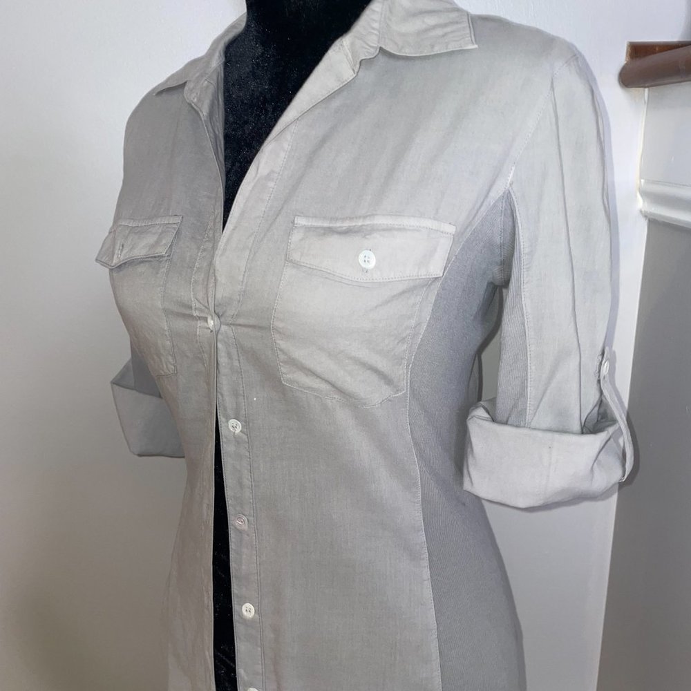James Perse Contrast Ribbed Surplus Shirt - Picture 2 of 5